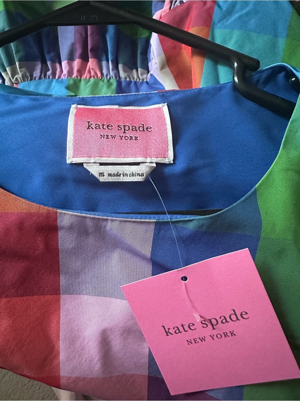 ♠️NWT♠️ kate spade Madras Taffeta Shift Mini Dress, Multicolor Fit-and-Flare - Picture 8 of 10
